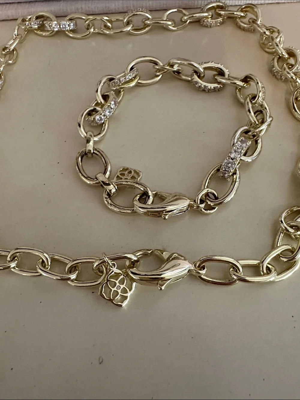 Kendra Scott Gold & Rhinestone Necklace and Bracelet Set- STUNNING  Rare set✨